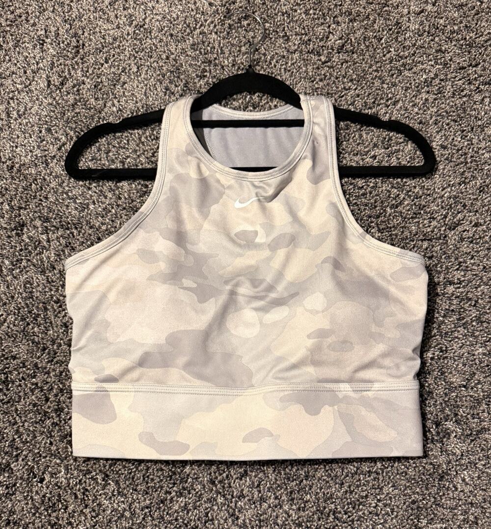 Nike Dri-FIT Swoosh Medium Support Gray Camo Bra Size Large